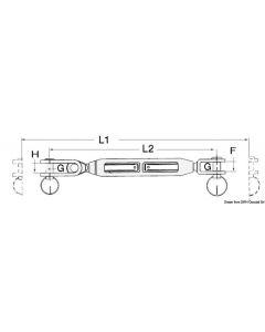 Spannenschloss m. Gabelterminal 5/16" f. Seil 4 mm 