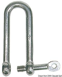 Langer Schäkel m. Schlüsselbolzen AISI 316 10 mm 