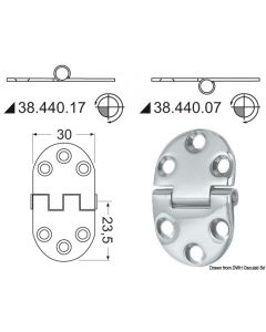 Scharnier herausragender Kern 2 mm 47x30 mm 