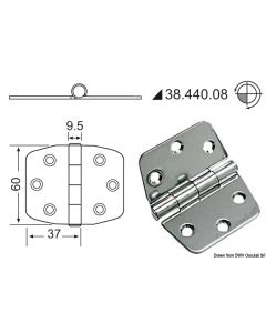 Scharnier 2 mm herauragender Pin 74x60 mm 
