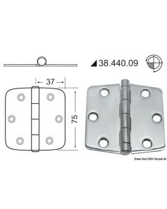 Scharnier 2 mm herauragender Pin 74x75 mm 