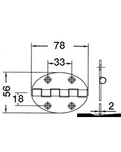 Schanier, oval 78x56 mm Stiftbefestigung 2 mm 