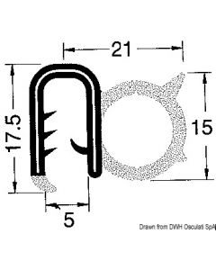 PVC-Profil, armiert zum Umsäumen schwarz 4-5mm 50m 