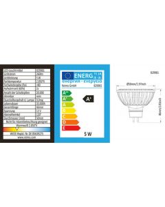LED MR16, GU5.3, 5W, 260 Lumen, 4 warmweisse SMD