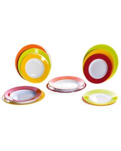 Melamin Teller Set Rainbow, 12-tlg. f. 4 Personen, rot, orange, gelb + limegreen