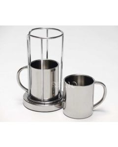 Becherhalter + 2 Kaffeebecher Edelstahl im Set