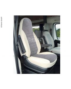 Schonbezug Kunstleder 2 Stück, beige/grau incl.Kopfstütze
